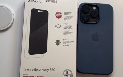 Zagg InvisibleShield Glass+ Defense Elite Privacy Screen Protector for iPhone 14